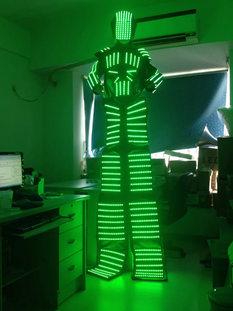 stage performance LED robot suit LED robot costume with LED helmet red