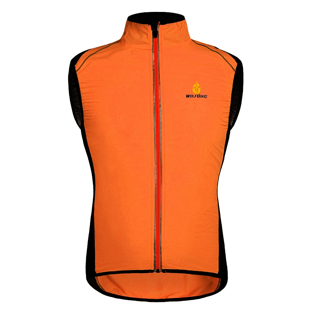 Мужская Женская ветровка для езды на мотоцикле, водонепроницаемая велосипедная штормовка, одежда для горного велосипеда с длинным рукавом, жилет без рукавов, ветрозащитная велосипедная куртка - Цвет: Vest Orange