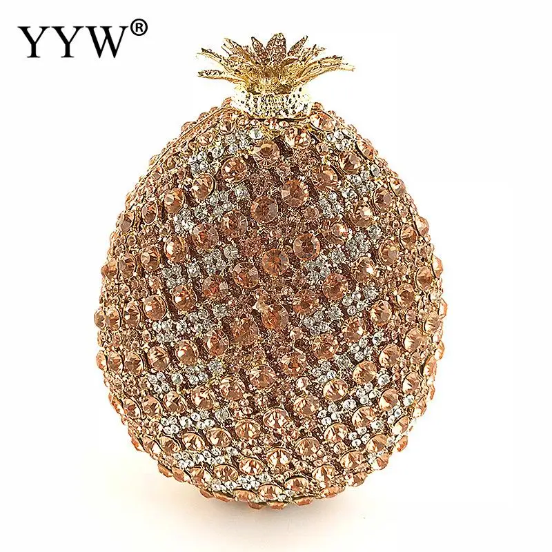 

Newest Fruit Pattern Evening Crystal Bag Gold Rhinestone Diamonds Clutch Evening Bag Female Party Purse Wedding Clutch Bag