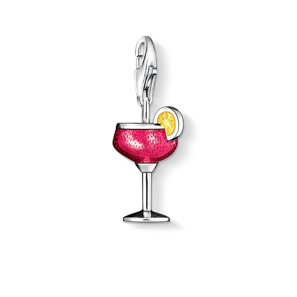 Silver Summer Red Cocktail Glass Charms Pendant Fit Bracelet Necklace Bag Fashion Glassware Charm Jewelry Gift For Women Men | Украшения и