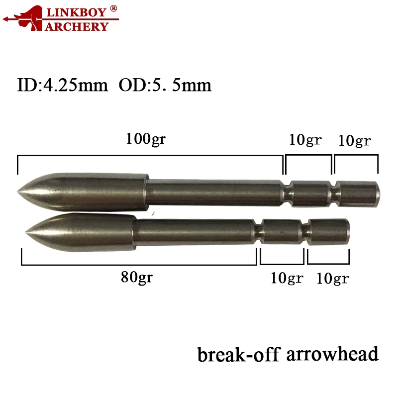 12 шт. 80gr-120gr отрывной наконечник стрелы ID4.25mm OD5.5mm для смешанный углерод стрелы целевой точки полевые наконечники Broadhead 304SS