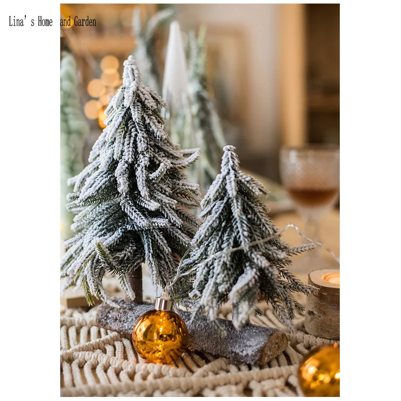semi handmade a pair table stand fir tree christmas decor (3)