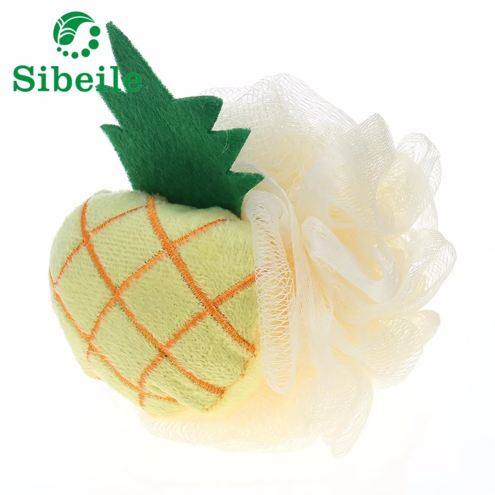 SBLE 6 pics fruit bath ball Baby bath towel with lovely flowers Cute Fruit Shape Bath Rub Brushes shower Sponges Soft Durable