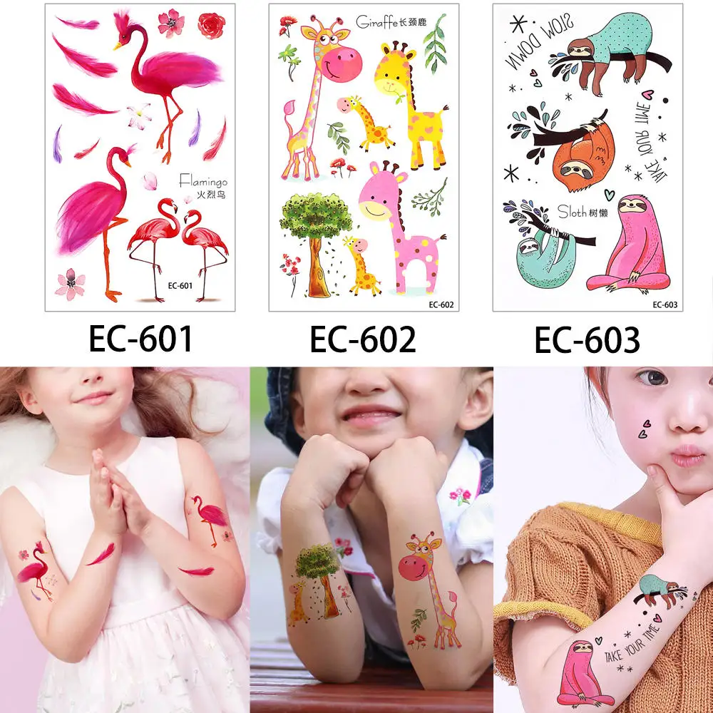 EC Set 01 Glaryyears 3 шт./компл. мультфильм животных EC татуировки Стикеры временные наклейки для детской, лиса, Лев, изображение палец нанесения тату крошечные Kawaii - Цвет: EC Set 01