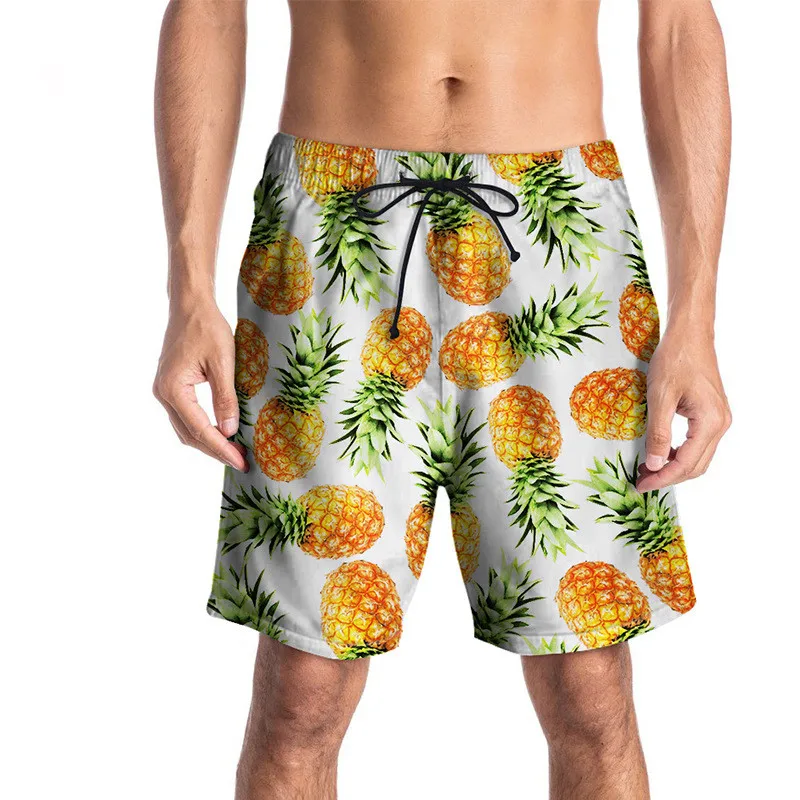BYUAN 2018 Casual Shorts Men Printed Pineapple Short Pants Summer
