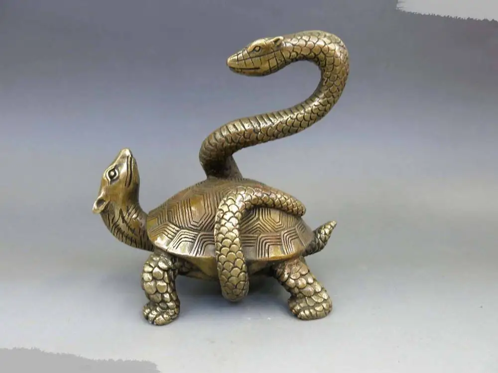 

DS DS China brass copper Feng Shui lucky snake and Turtle Sculpture Statue