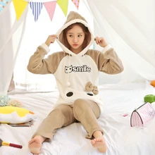 Пижама Mujer, женская одежда для сна, осенне-зимний утепленный комплект для сна с длинными рукавами, Коралловый свободный комплект для отдыха