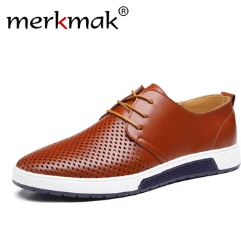 

New 2019 Summer Brand Casual Men Shoes Mens Flats Genuine Leather Shoes Man Breathing Holes Oxford Big Size Leisure Footwear