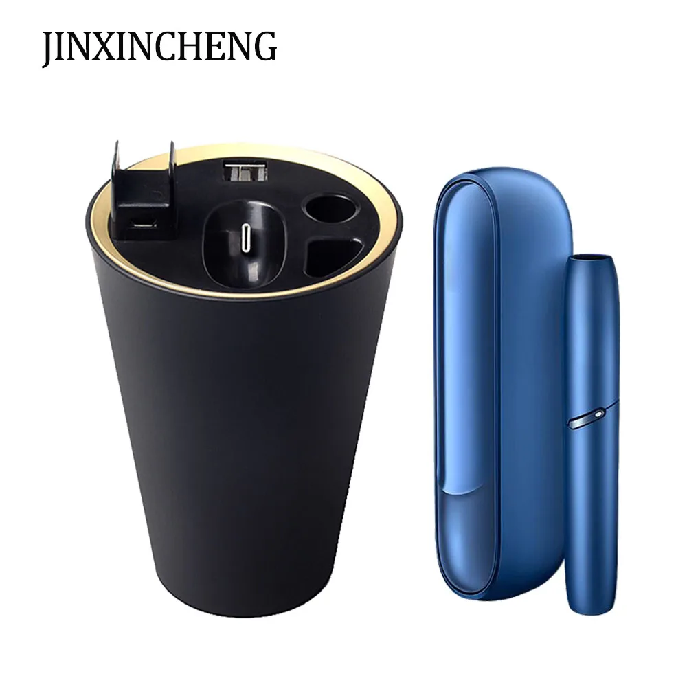 

JINXINGCHENG Portable Dual USB interface Type-c Design Car Charger for iqos 3.0 Charger Fast Charging Stand Charge Dock