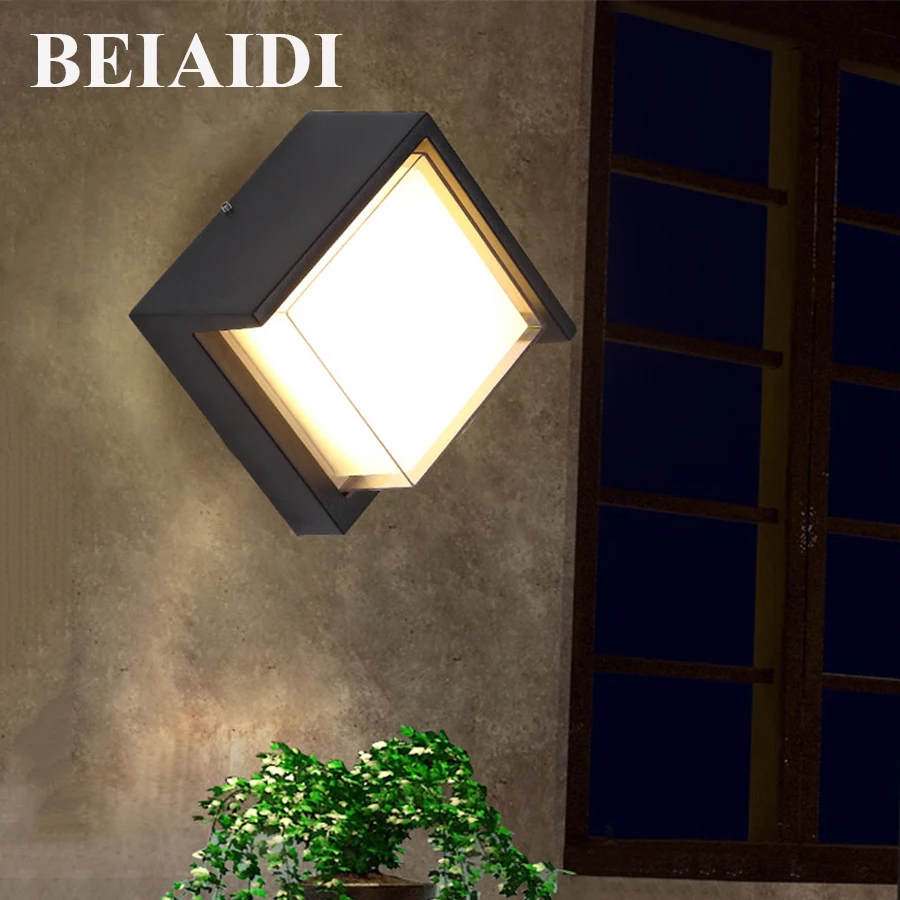 

BEIAIDI 6W Modern Outdoor Garden Porch Walll Lamp Waterproof Exterior Building Wall Light Aluminum Hotel Villa Corridor Sconces