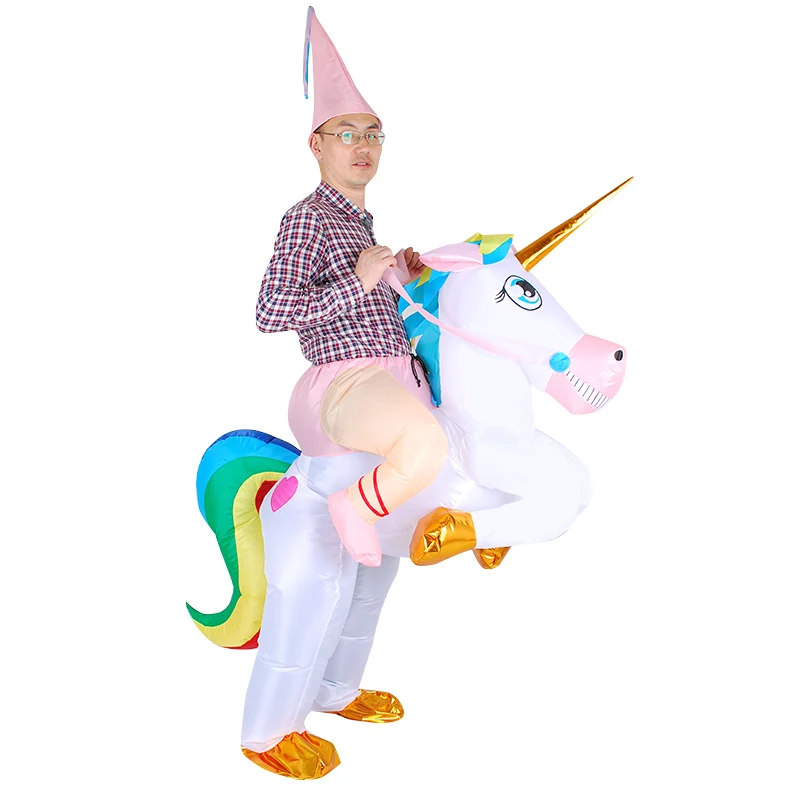 

Unicorn Inflatable costume Adult Kid Ride Horse Halloween cosplay Carnival Christmas Fance Dress women Purim Animal Mascot