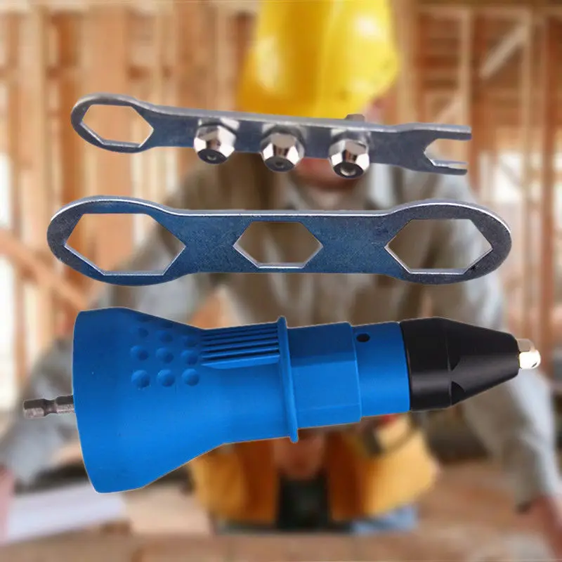 

Electric Rivet Nut Gun with Wrench Set Riveting Tool Cordless Riveting Drill Adapter Insert Nut Tool Riveting Drill Adapter