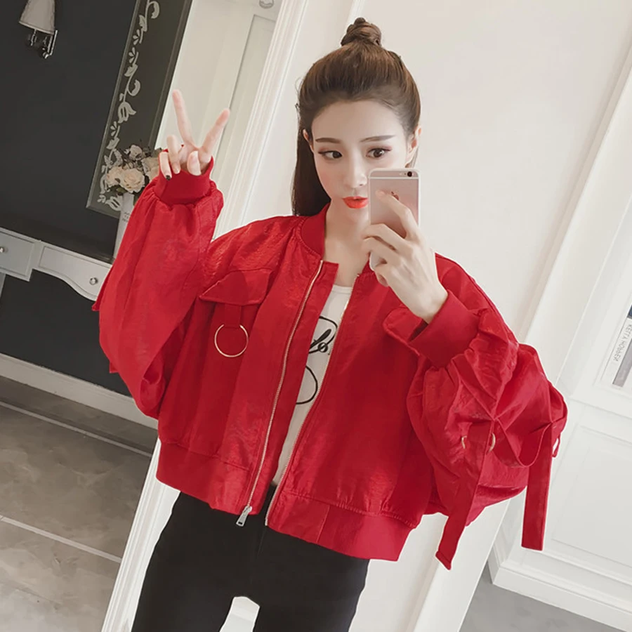 

Solid Autumn Short Jacket Women 2018 Harajuku Coat Cropped Bomber Jacket Vintage Korean Streetwear Hip Hop Woman Clothes 50B0092