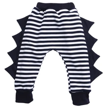 Boys Girls Baby Bottom Trousers Baggy Harem Pants PP Pants Striped Dark Blue Dinosaur Pants Baby Clothes Long Harem Pants 0-4Y