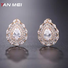 Яньмэй Cublic Циркон Овальные Серьги Для Дамы Полые Мирко милые ювелирные аксессуары ‒ серёжки YME8077