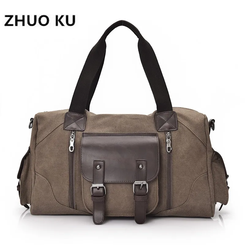 

ZHUOKU 2017 vintage Man Canvas Bag Big Capacity Travel Bag Messenger Bag Man Shoulder Bag high quality unisex handbag