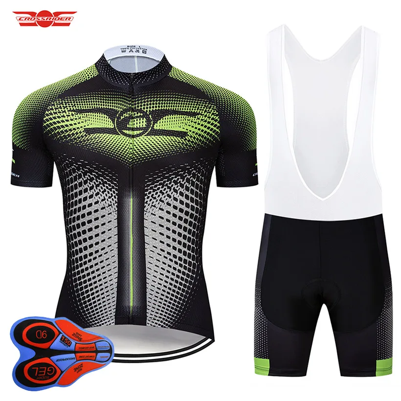 Baratos Crossrider 2019 nuevo Jersey de Ciclismo conjunto de uniformes de MTB Ropa de bicicleta Ropa Ciclismo Ropa para hombre corto Maillot Culotte