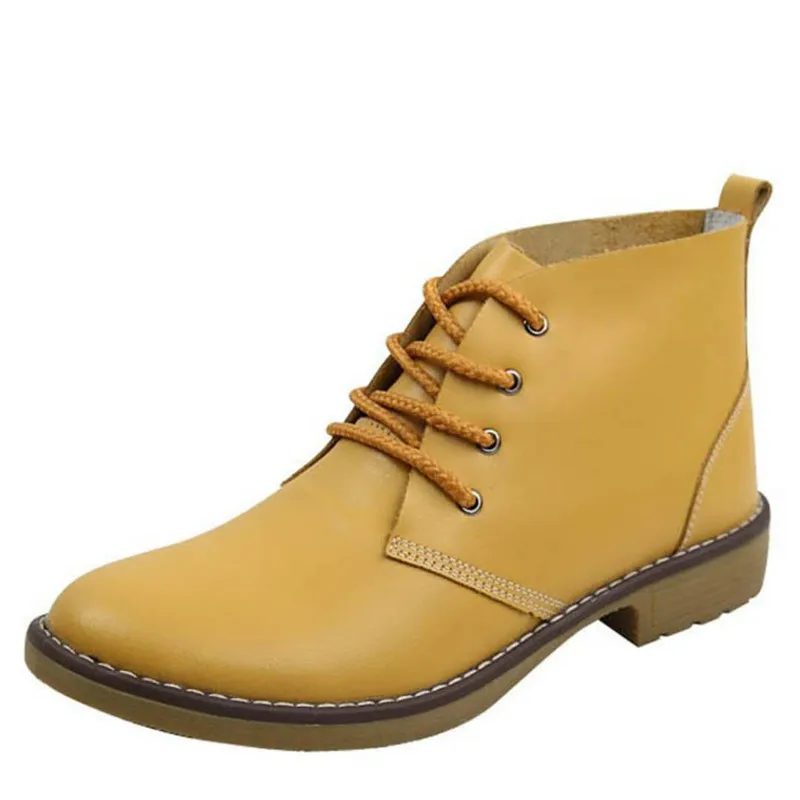 POOLOOP/Новинка; Модные женские ботильоны; модельная обувь из натуральной кожи; повседневные уличные Ботинки martin для девочек; Рабочие Резиновые ботиночки - Цвет: Yellow