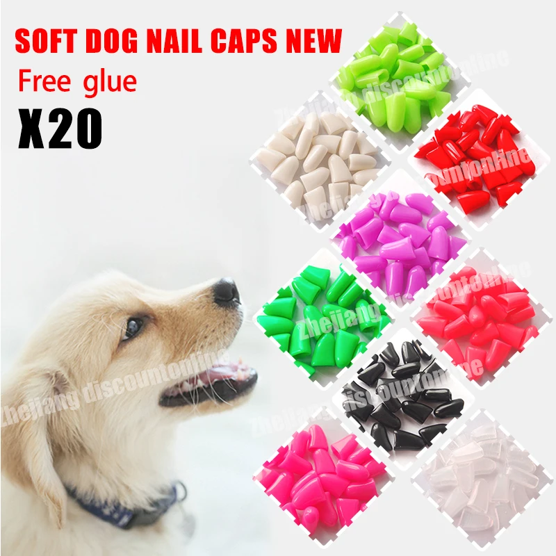 Free Shipping 20pcs/lot Soft Dog Nail Caps Claw Control Paws off with