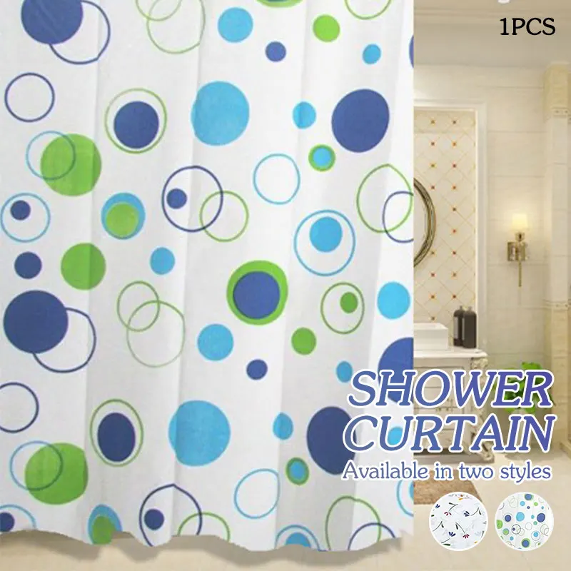 

Polyester Blue Sea Grass Small Bathroom Shower Curtain Bath Decoration Shower Curtain Waterproof Gift with Plastic Ring