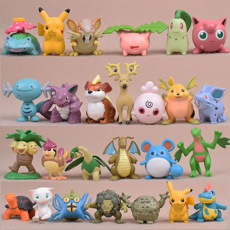 

13Pcs/Set 3-6cm Anime Totodile Geodude Pidgeot Chikorita Pika pokemones Action Figure Model Collection Toys for Children