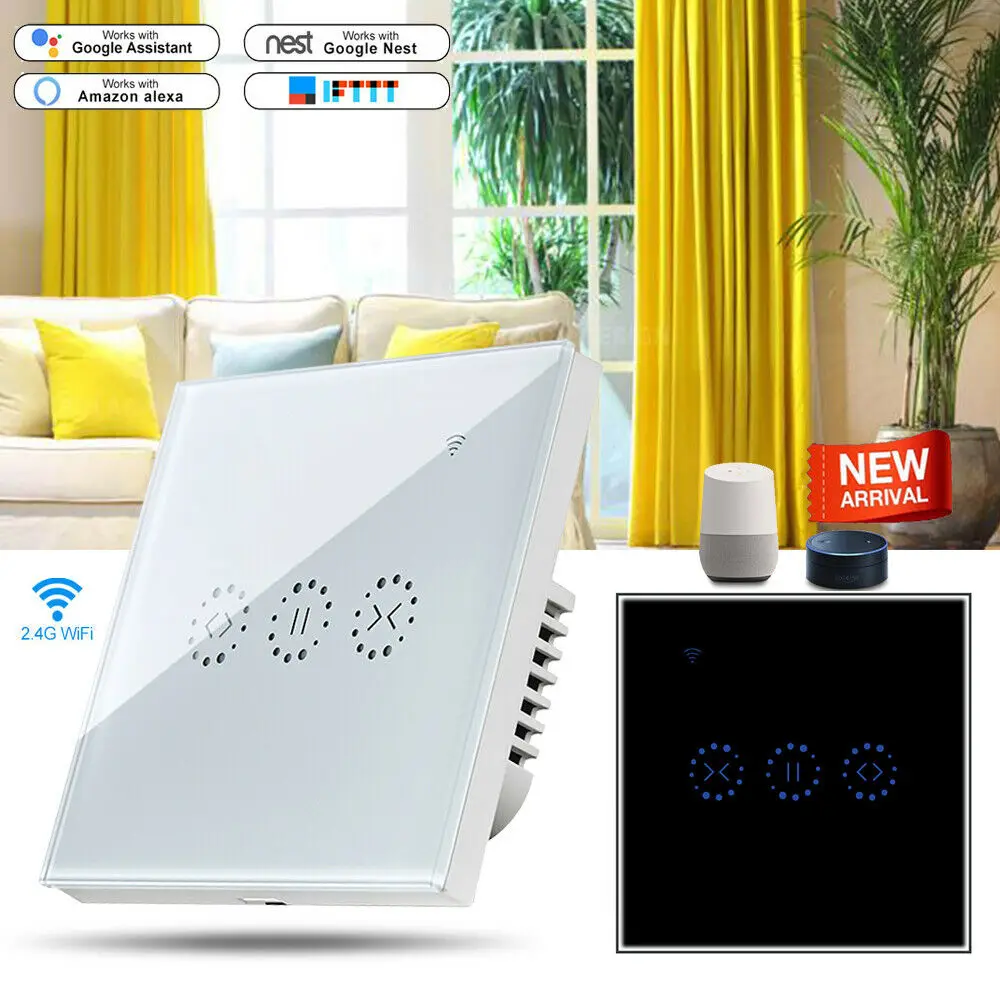 

Timethinker Smart WiFi Curtain Switch for Alexa Google Home Electronic Glass Panel Domotica Switches App/Voice Remote Control