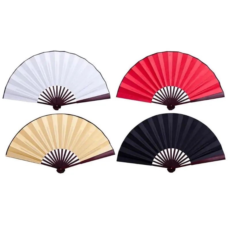 

10 inch Folding Fan Wooden Antique Silk Cloth DIY Chinese Painting Calligraphy Fan for Painting Calligraphy ome Decor