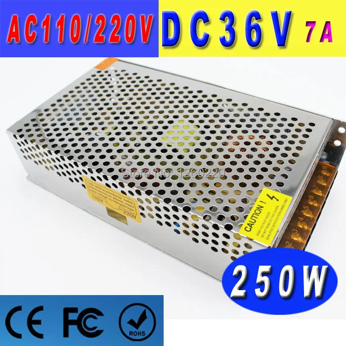 

ac dc CE approved 250w 36v 7a single output switching power supply AC110 v 220v for brushless dc motor 5 pcs/lot