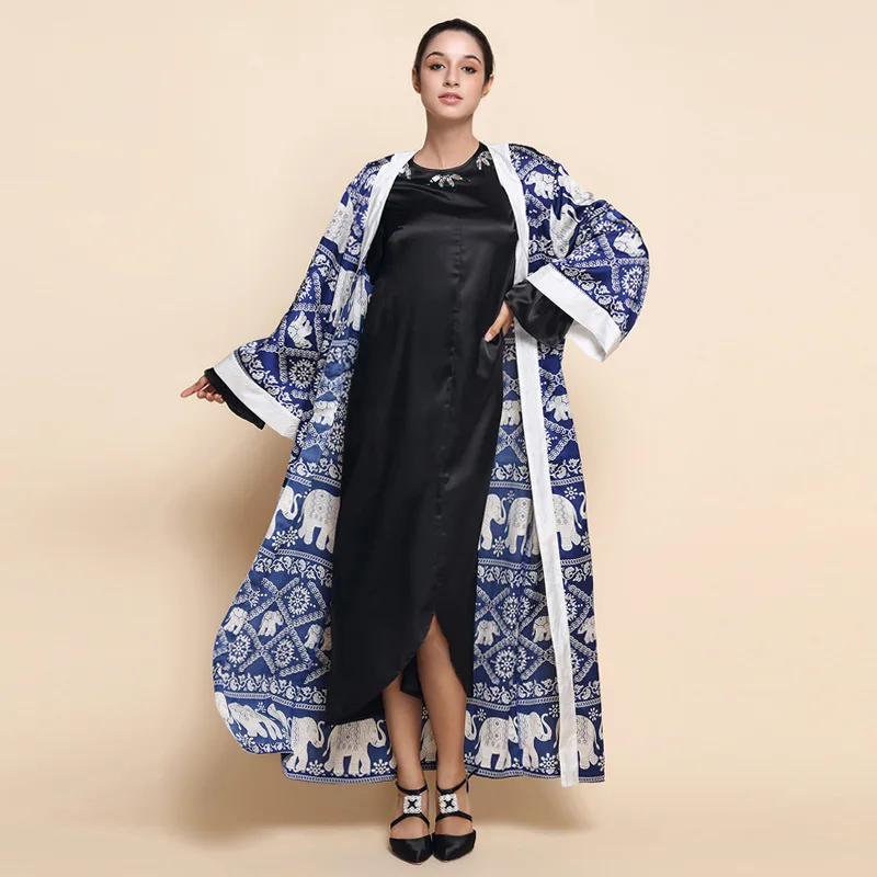 Plus Size Tradition Muslim Abaya Kaftan Long Sleeve Dress Gown Islamic
