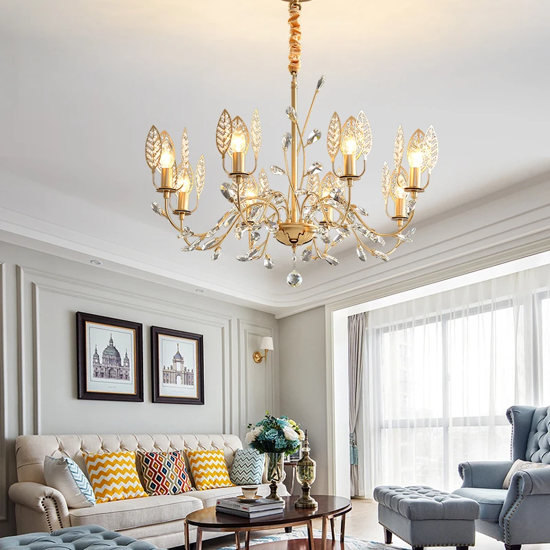 Us 111 38 30 Off Modern Gold Electroplating Leaf Led Chandelier Lustre K9 Cristal Stainless Chrome Led Ceiling Chandelier Luxury Foyer Light In