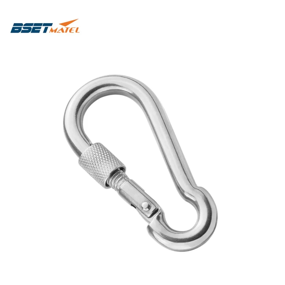 

M8*80mm Multifunctional 304 Stainless Steel Spring Snap Carabiner Quick Link Lock Ring Hook snap shackle Chain Fastener Hook