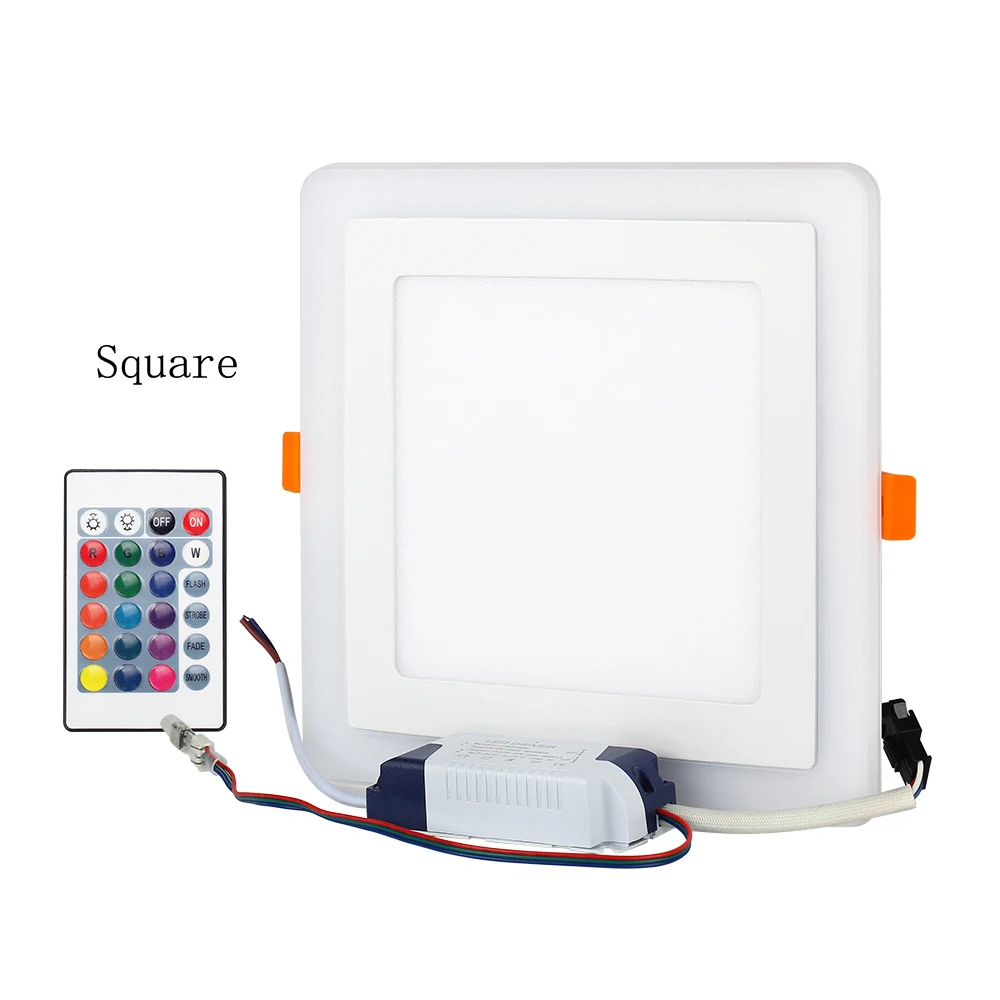 

Cool/Warm White RGB LED Panel Down Light Round/Square 6w/9w/16w/24W Recessed Remote LED Ceiling Panel light AC110V-240V