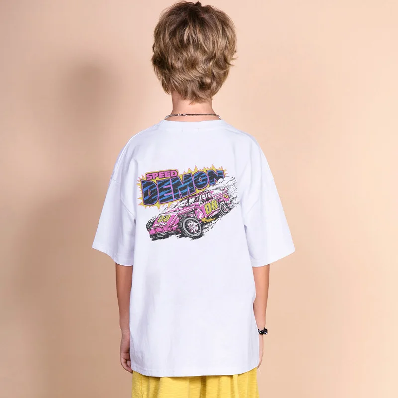 

4-12 Yrs Fashion Boys T-Shirt Teenage T-shirt For Boys Car Pattern Boys Tops T-shirts New Summer Kids Tees Children's Clothing