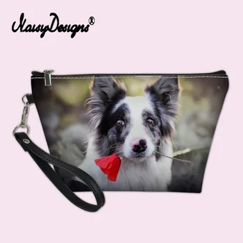 

Women Travel bag Cosmetic Border Collie Flower Large Capacity Girls Makeup Organizers School Supplies Toiletry Storage Custom