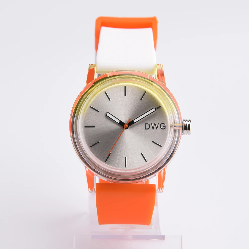 DWG Waterproof Colorful Quartz font b watch b font Silicone font b Watch b font Strap