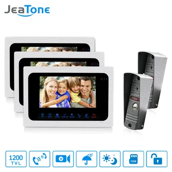 

JeaTone 7" LCD TFT Color Video Door Phone Doorbell 2 to 3 Intercom System with IR Night Vision for Villa Home Take Photo