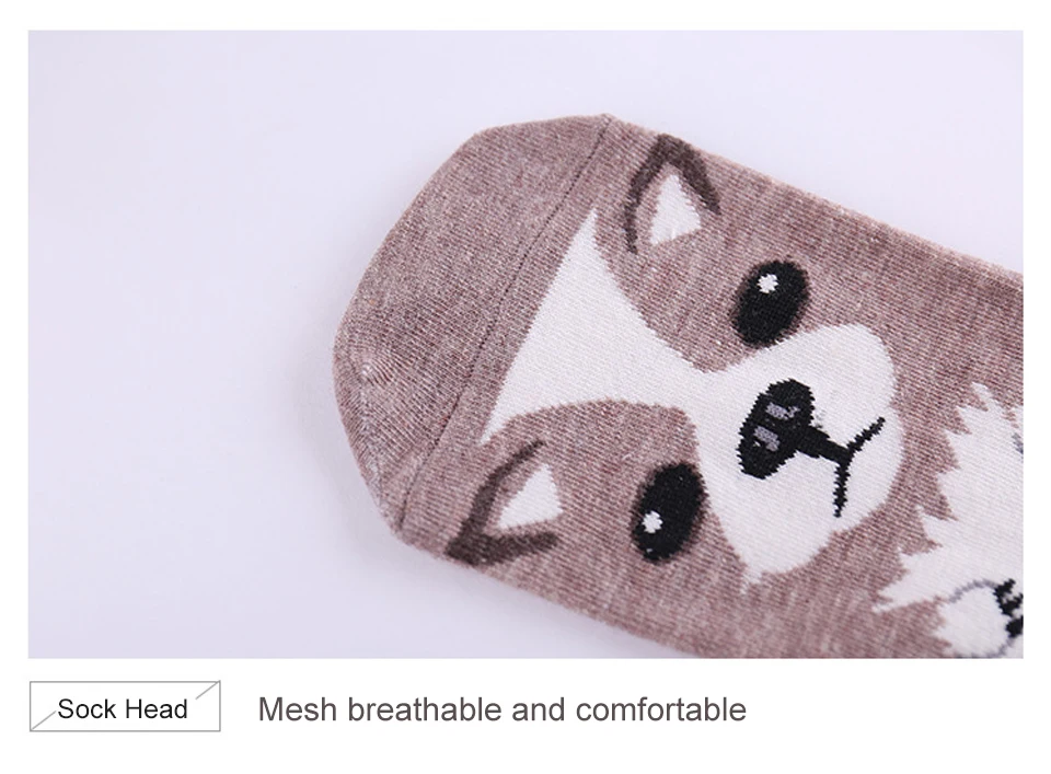 Fashion Personality Dog Pattern Cute 3D Cartoon Animal Sock For Women Female Cotton Short Socks Comfortable and Breathable (11)