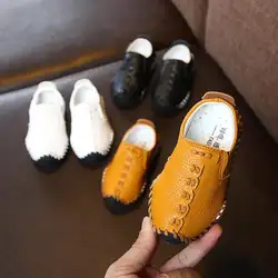 Детские кожаные сандалии для мальчиков в английском стиле; модная повседневная обувь для малышей; осенние кроссовки из искусственной кожи