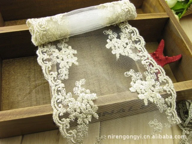 New11mm and 13mm Nylon yarn lace Inlaid with gold silk lace trim Diy Handmade Patchwork Apparel Sewing Fabric Lace ribbon 1MLot_5