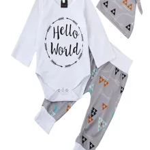 Комбинезон с надписью для новорожденных мальчиков, топы+ штаны со стрелками, шапка, комплект одежды