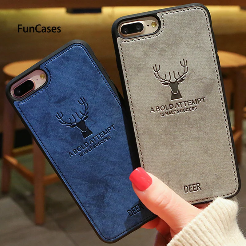 

Luxury Cloth Case For iPhone 7 Plus X XR Xs Max Cases Cute Deer Cover For iPhone 7 8 6S 6 Plus 5 5S SE Phone Covers Shockproof