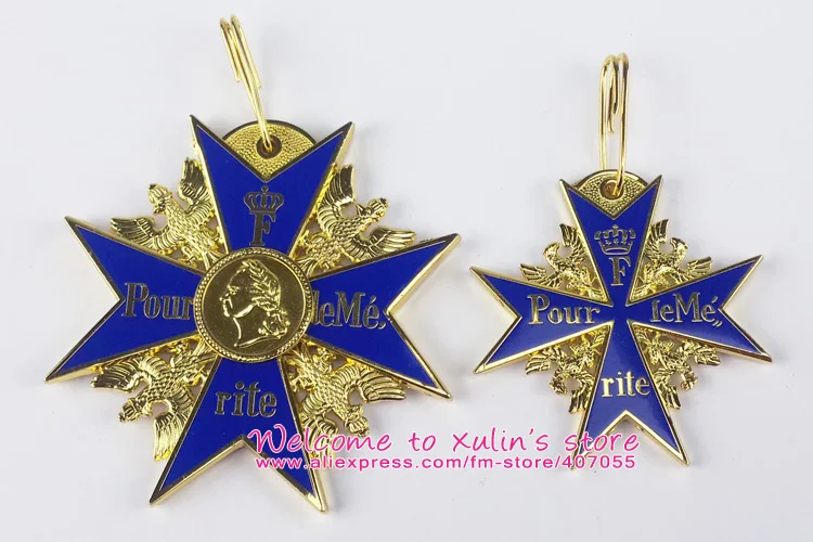 XDM0056 большой крест Pour le Merite Deutschland Императорский орден Пруссия Специальный военный заслуга Золотой синий Макс шейный заказ