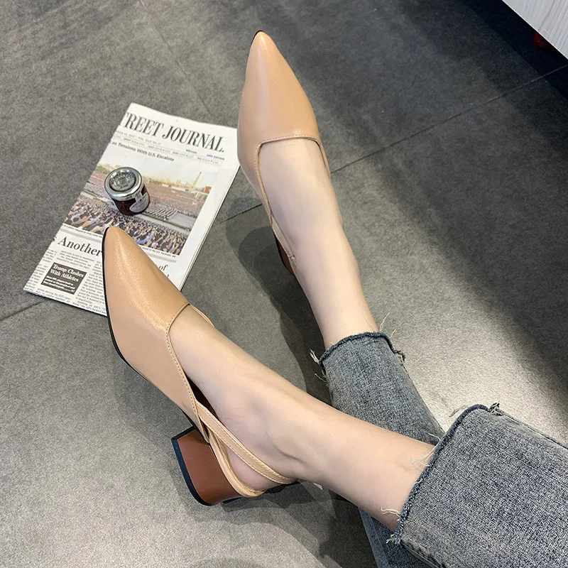 

2019 Women Flat Shoes Brand Fashion Mules For Women PU Leather Pointed Toe Slip On Flip Flops Women Slipper 789