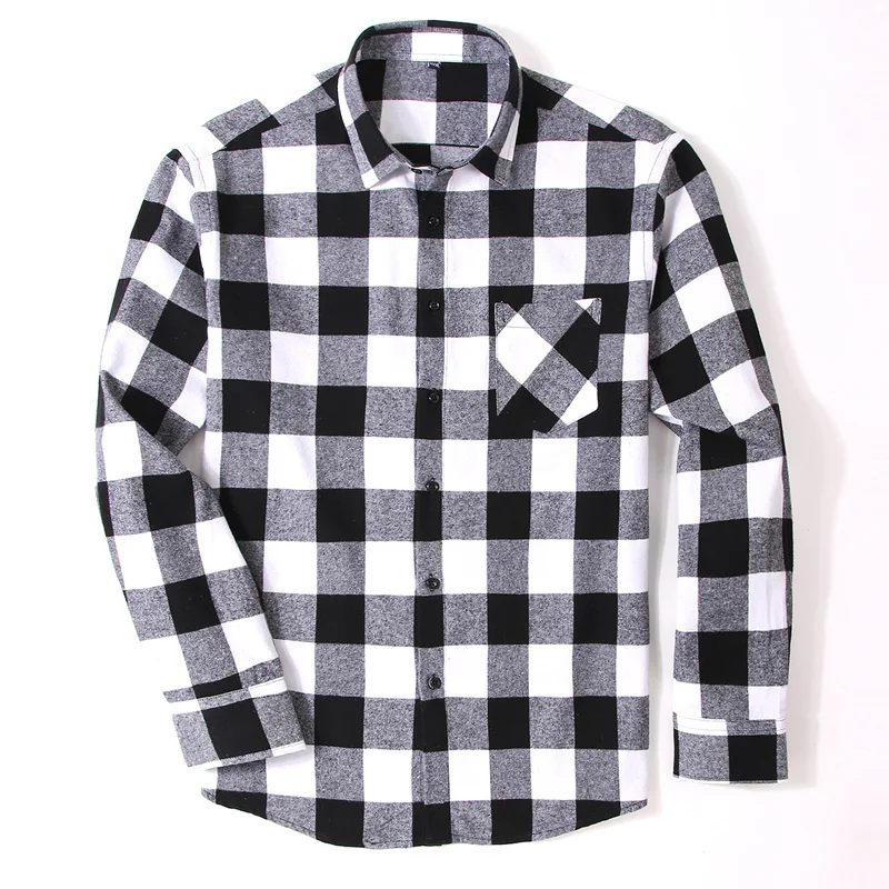 100% Cotton Flannel Men's Plaid Shirt Slim Fit Spring Autumn Male Brand Casual Long Sleeved Shirts Soft Comfortable 4XL 100% Cotton Flannel Men's Plaid Shirt Slim Fit Spring Autumn Male Brand Casual Long Sleeved Shirts Soft Comfortable 4XL