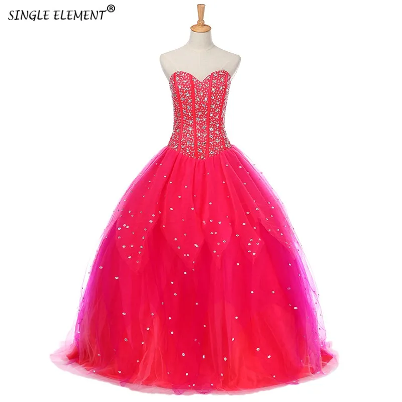 SINGLE ELEMENT Real Photo Six Bone Rhinestone Gown Quinceanera Dress