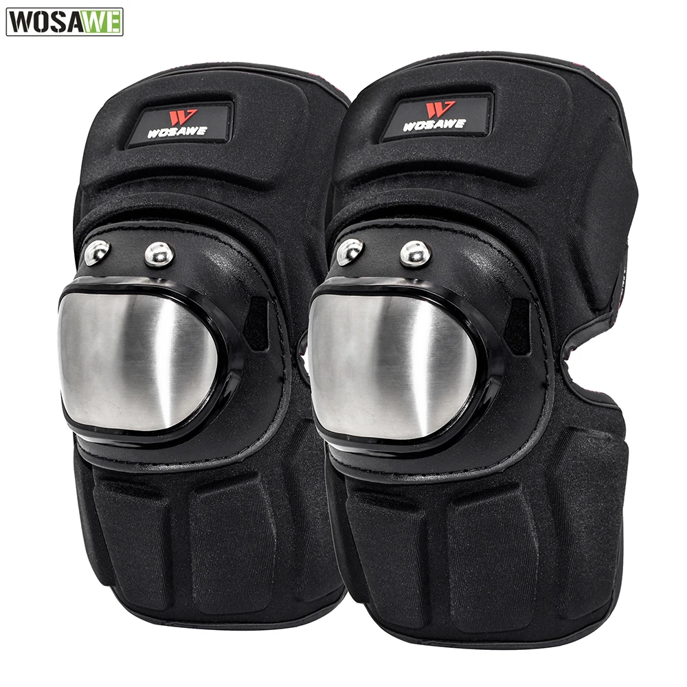 

WOSAWE Stainless Steel Motocross Knee Protector MOTO Motorcycle Racing Knee Guard MTB Ski skateboard Knee Pads Brace Support