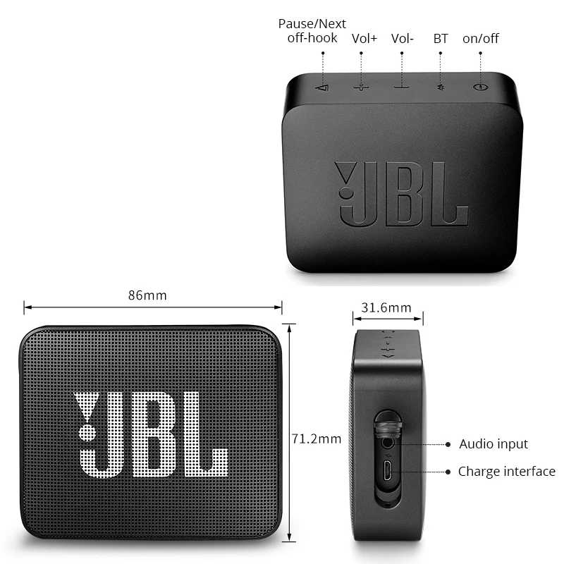 JBL GO 2 музыкальный динамик bluetooth IPX7 водонепроницаемый аудио сабвуфер Портативный мини динамик сильная мощность встроенный динамик телефон GO2