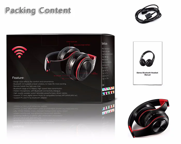 packing content for bluetooth headphone