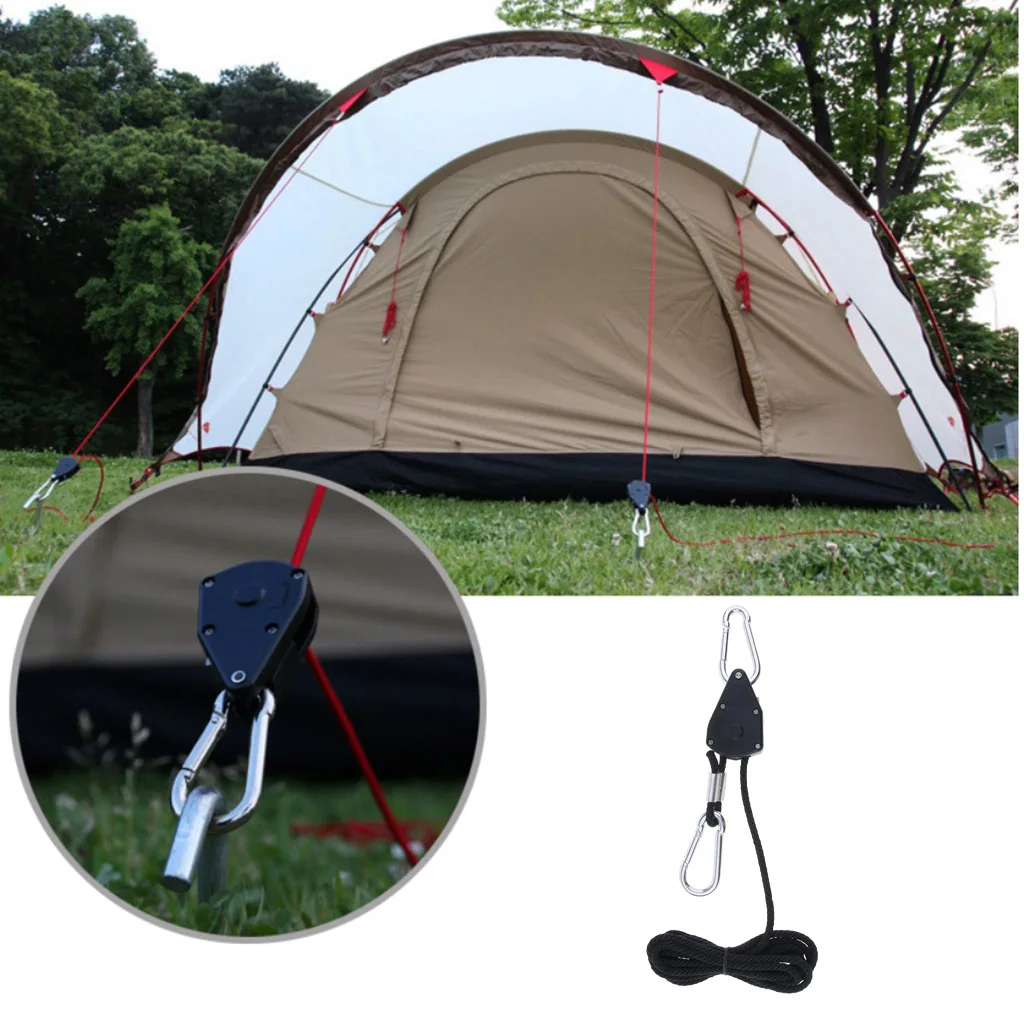 Guy Line Runner Camping Tent Awning Rope Pulley Ratchet Hangers Tensioner