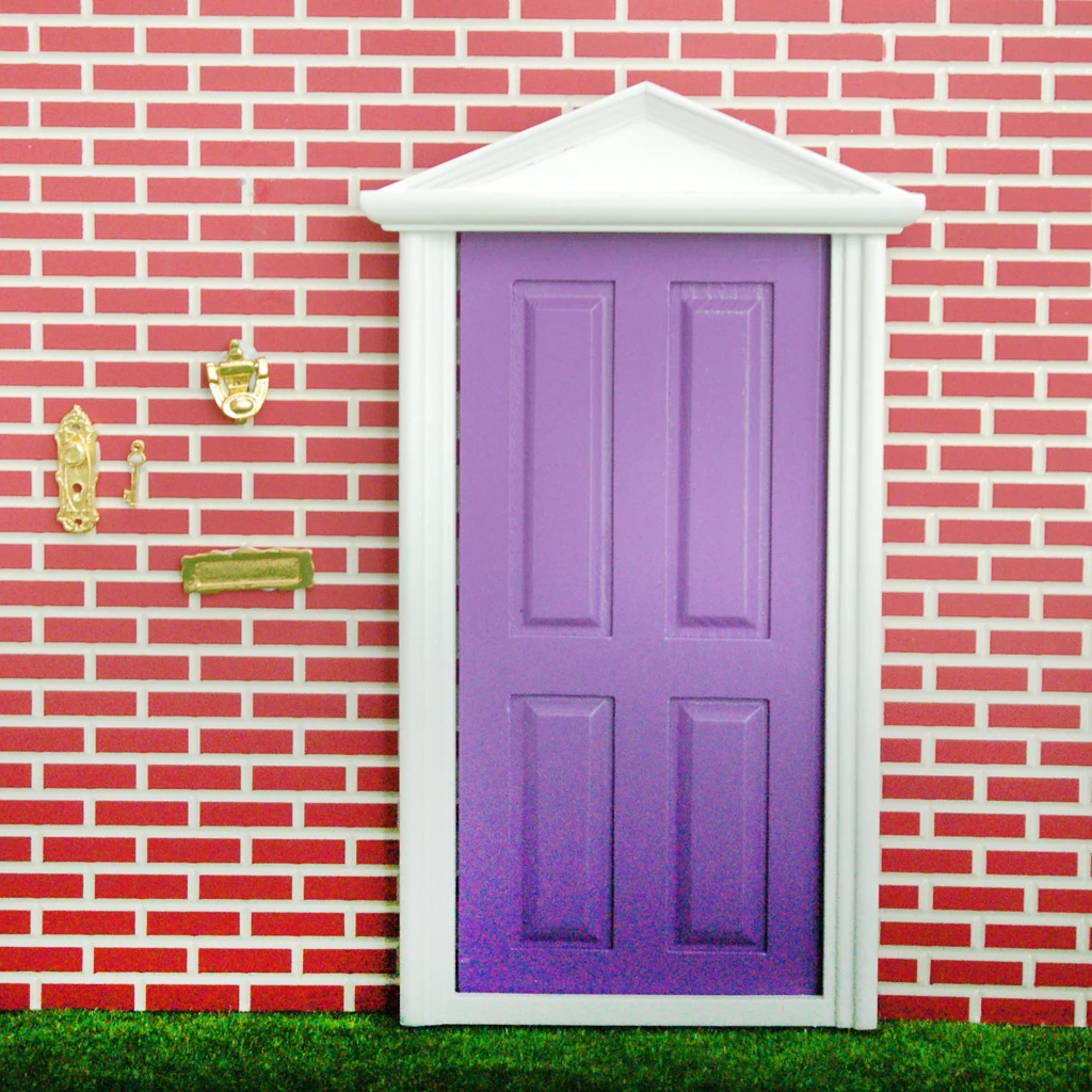 1 комплект DIY кукольный домик миниатюрная мебель фиолетовый отличный аксессуар для деревянных дверей 4-Панель внешний Steepletop с ключом
